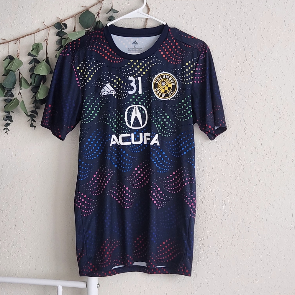 Adidas Blue and Multicolor Columbus Crew SC Jersey